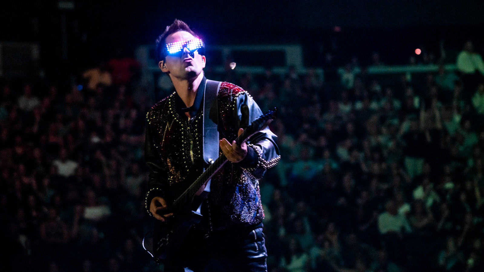 Matt Bellamy on stage with guitar
