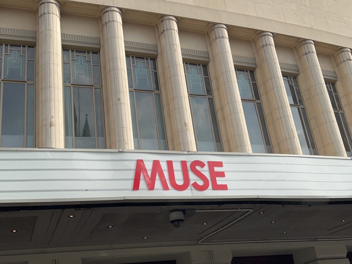 Muse sign on the front of the Eventim Apollo
