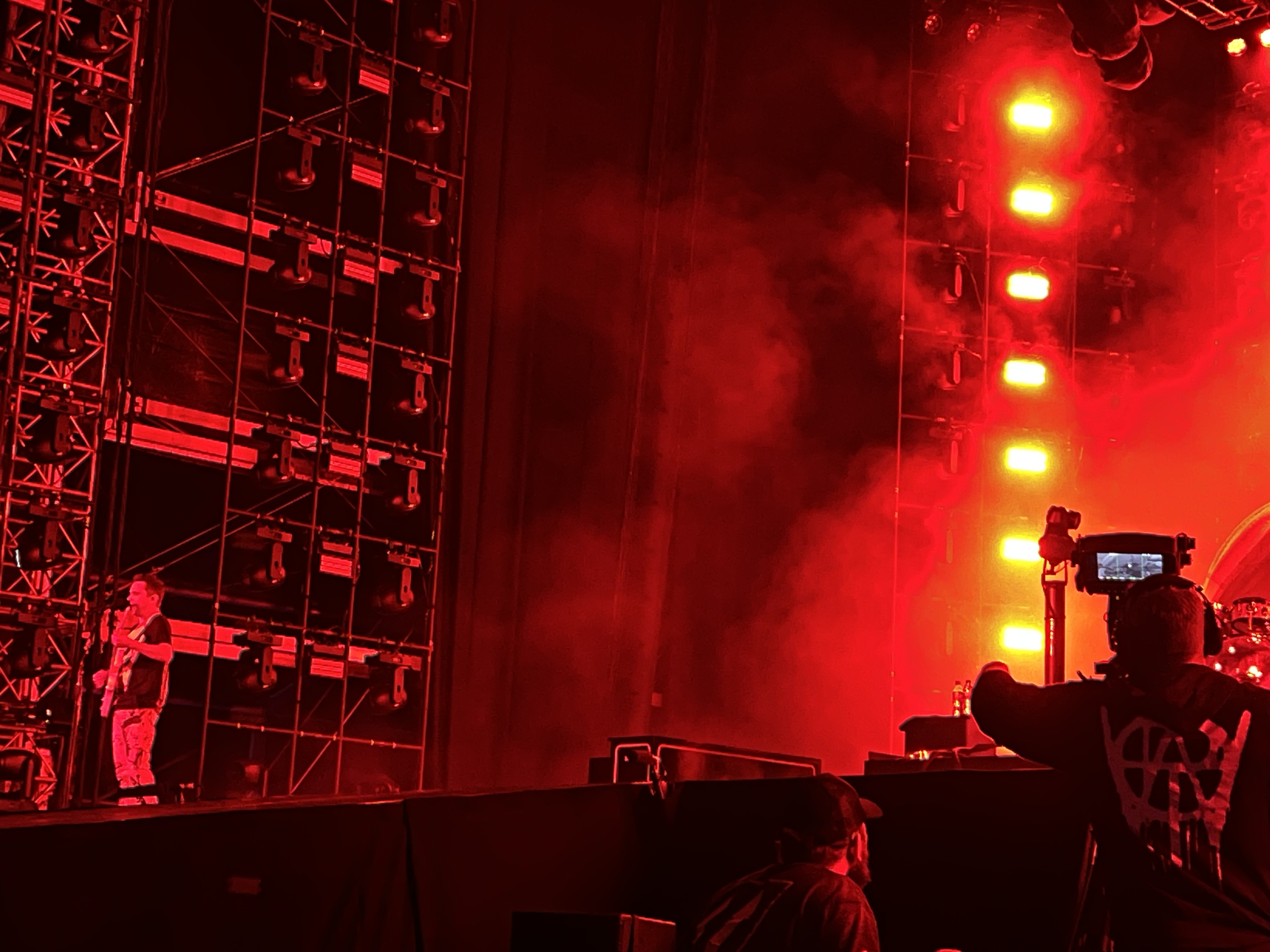 Matt Bellamy on stage at Home Park
