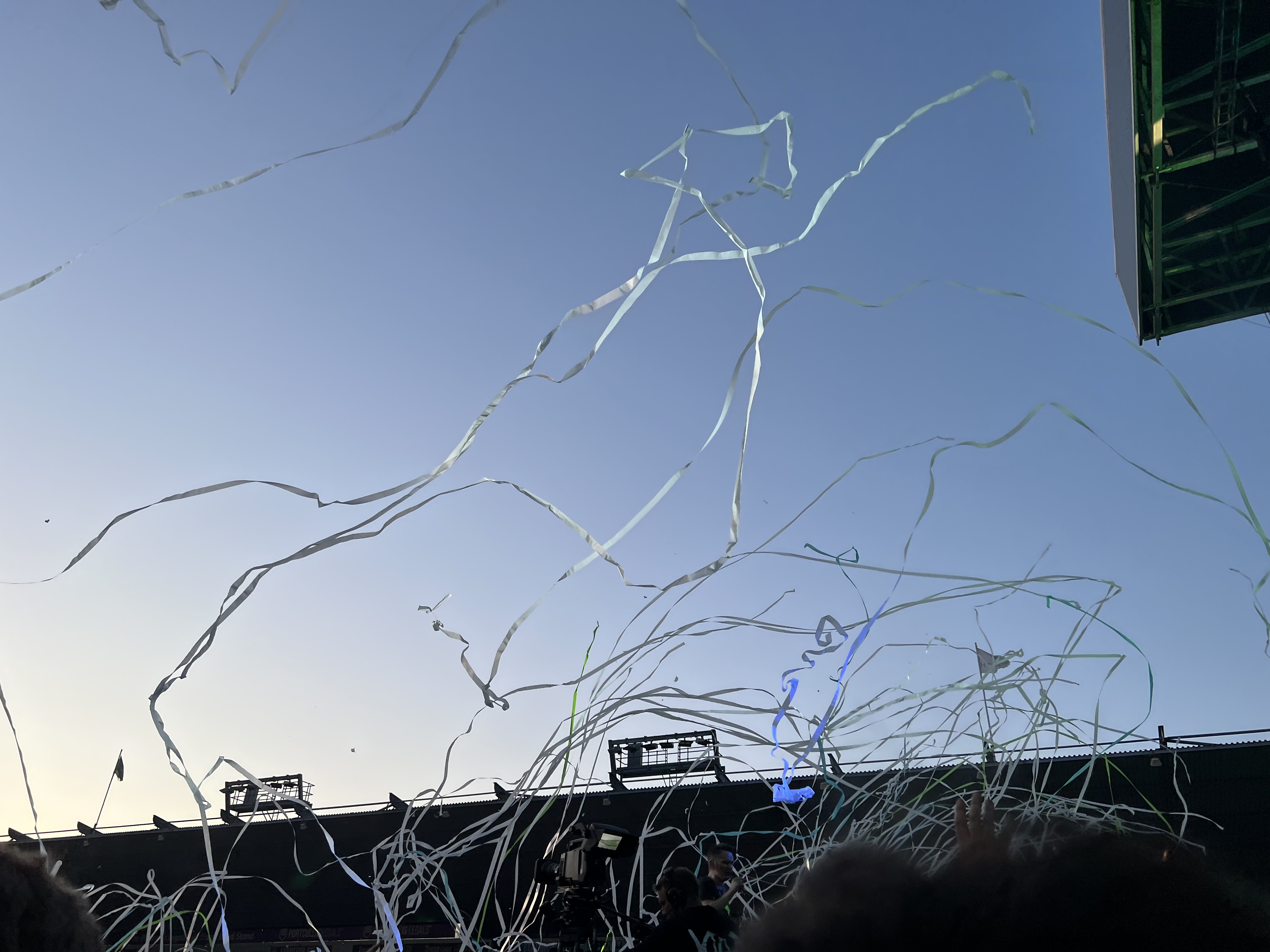Streamers flying through the air at Home Park