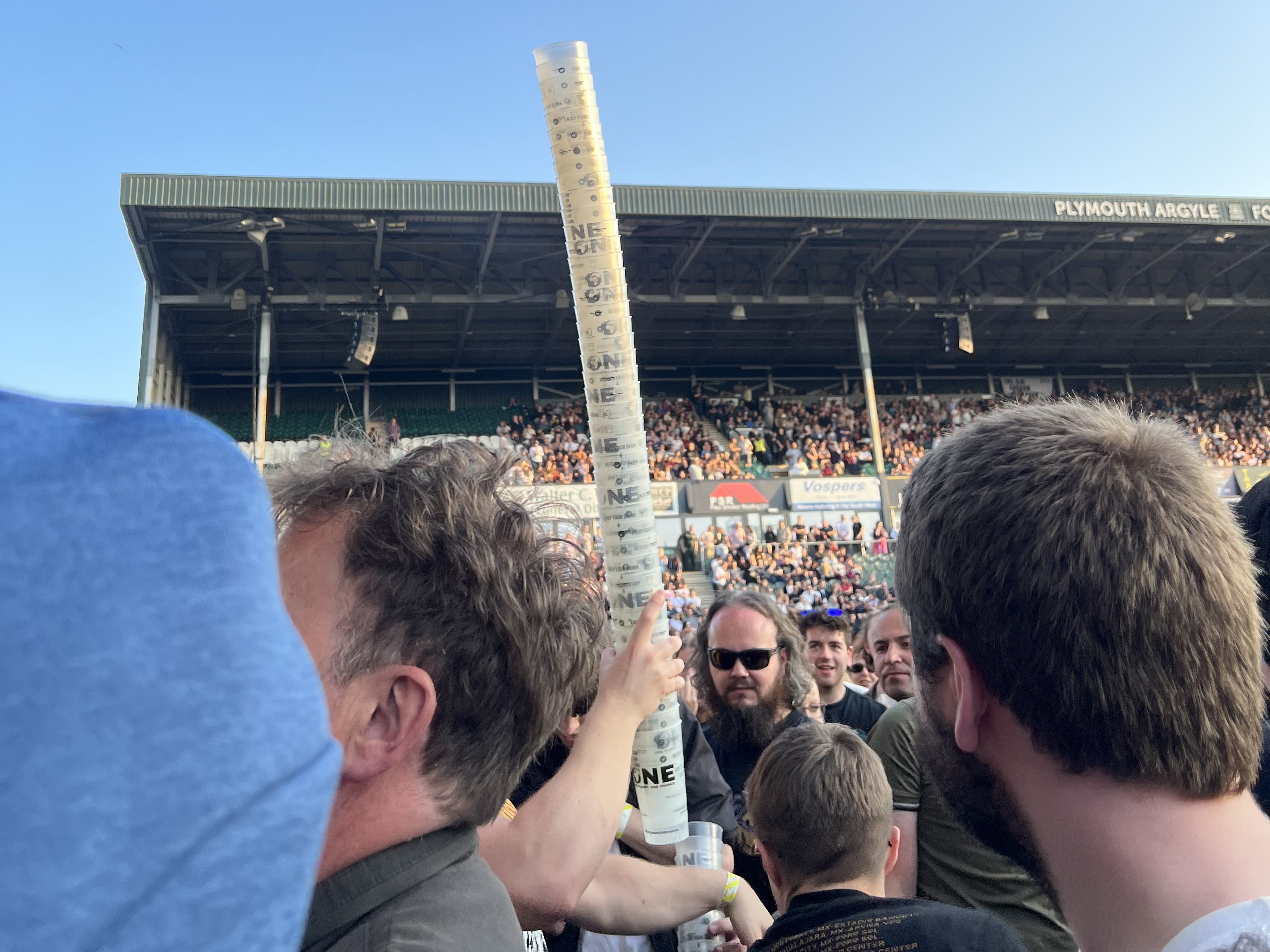 Tower of cups in the Home Park crowd